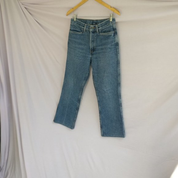 CALVIN KLEIN Vintage 90s SAILOR-CUT FLARE JEANS in BLUE WASH w7 +MEASUREMENTS - Picture 2 of 8